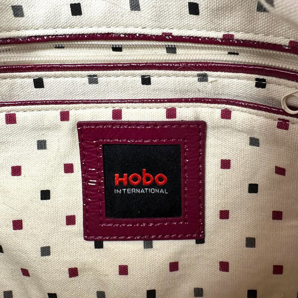 Hobo International Women Patent Shoulder Bag Berry Wine Purple Crinkle Leather - Picture 7 of 14